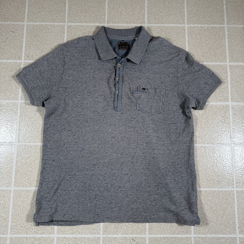 Vintage Diesel Polo Shirt Mens XL Gray Short Sleeve Metal Emblem Logo Pocket